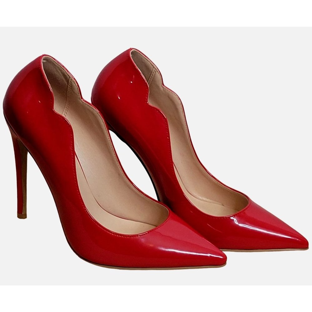 Red Comfity Stiletto Spike Heels 4.75 Inches Tall Women 6.5-7 No Size Printed